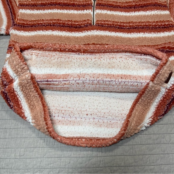 Roxy Quarter-zip Striped Fleece Sweatshirt In Canyon Clay Stripe Size Large - Picture 7 of 12